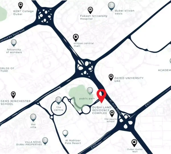 Dubai Land Residence Complex location